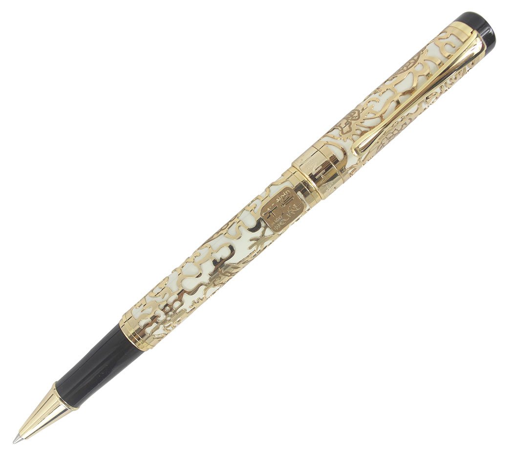 Abcsea Golden Chinese Dragon Embossed Rollerball Pen - Beige