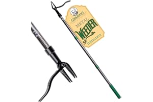 GRAMPA'S WEEDER Grampa's Metal Weeder - Stand Up Weed Puller Tool with Steel Long Handle - Made with All Steel Handle & 4-Claw Steel Head - Easily Remove Weeds Without Bending, Pulling, or Kneeling (Green)
