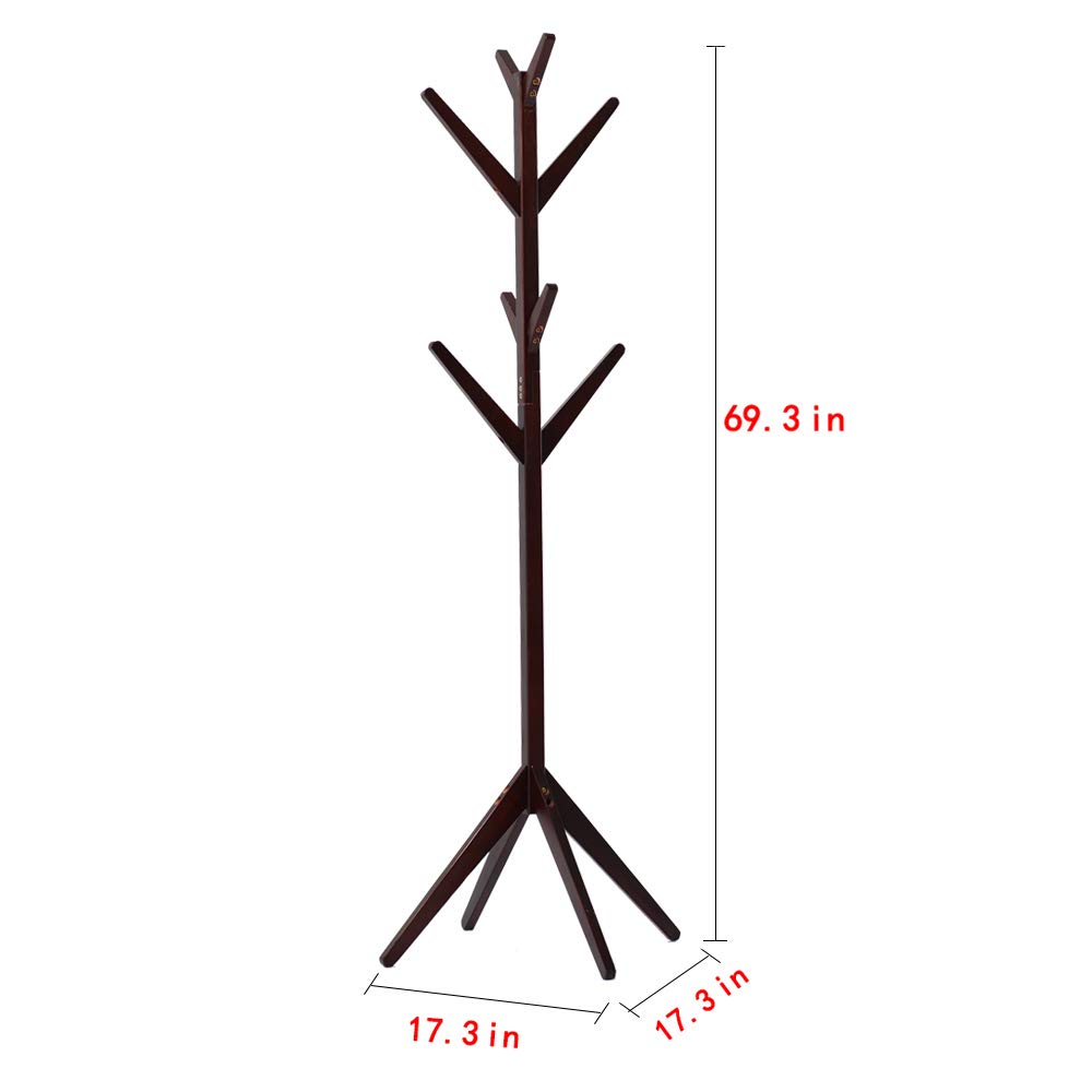 Neasyth Solid Wood Coat Rack Simple Entryway Standing Hall Tree