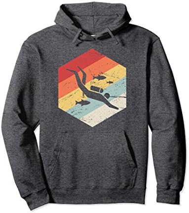 Unisex Retro Distressed Scuba Diving Hoodie Large Dark Heather