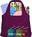 ChicoBag VITA Reusable Shopping Bag with Attached Pouch and Carabiner Clip, Compact, Designer Shoulder Tote, Boysenberry