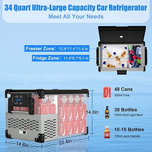 AUTOOMMO 12 Volt Refrigerator 34 Quarts Car Refrigerator (4℉50