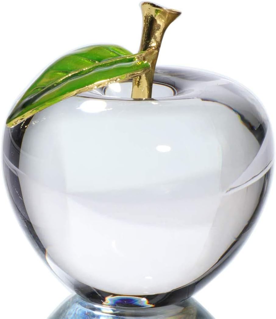 Clear Crystal Apple Paperweight