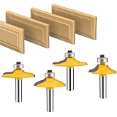 TAIWAIN Router Bit Set 4PCS 1/4 Inch Shank Door&amp;Drawer Front Edging Bits, Miter Frame Crown Molding Wood Milling Cutter Router, Woodworking Miter Carbide CNC Cutting Tool for Woodwork(F-1-4MG)
