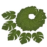 60-Pack Tropical Palm Leaf - Summer Luau Party Decorations, Tropical Themed Decor, Safari Plant Leaves, Green - 6.7 x 8 Inches