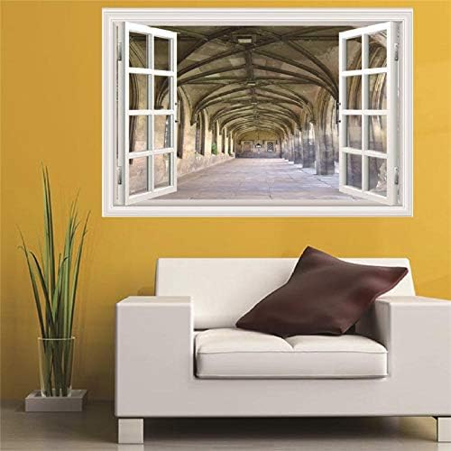 3D Window View Wall Sticker- Arched Corridor - Photo Wallpaper Pictures Wall Murals Art,60x90cm