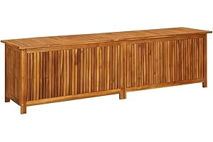 vidaXL Outdoor Storage Box, Deck Box with Gas-Lift Lid, Storage Chest with Water-Resistant Zippered Bag Inside, 78.7''x19.7''x22.8'', Solid Acacia Wood