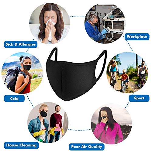 image for Mouth Mask, Paxcoo 6 Packs Face Mask for Dust, Black Face Mouth Masks 