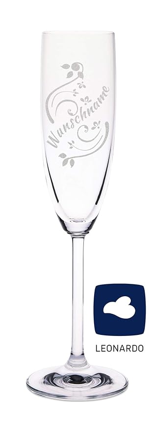 Leonardo Sektglas mit Gravur eines Namen - Hochwertige Laser-Gravur - im Vintage Design als Geburtstagsgeschenk Weihnachtsges