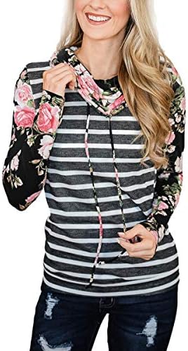 Closhion Women's Long Sleeve Casual Lightweight Sweatshirts Tunic Shirt Cowl Neck Jumper Top
