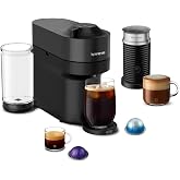 Nespresso Vertuo Pop+ Coffee Machine with Milk Frother, Liquorice Black | Coffee and espresso maker by De'Longhi with compact design. Aeroccino3 frother bundle for hot or cold foam drinks at home.