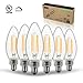 Thinklux LED Filament Candelabra Bulb, 5 Watt, 60 Watt Equal Bullet Tip, 2700K, Dimmable, E12 Base (Pack of 6)