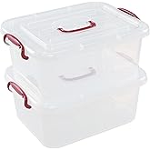 Bblina 2 Packs 8 Liters Clear Storage Boxes, Plastic Latching Container Tote with Lids