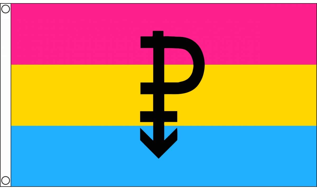 AZ FLAG - Pansexual Symbol Black Flag - 3x5 Ft - 100D Polyester Pansexuality Lgbt Banner with Two Metal Grommets - Fade Resistant - Vivid Colors - 3' x 5' Feet - 150x90 Cm — image 1