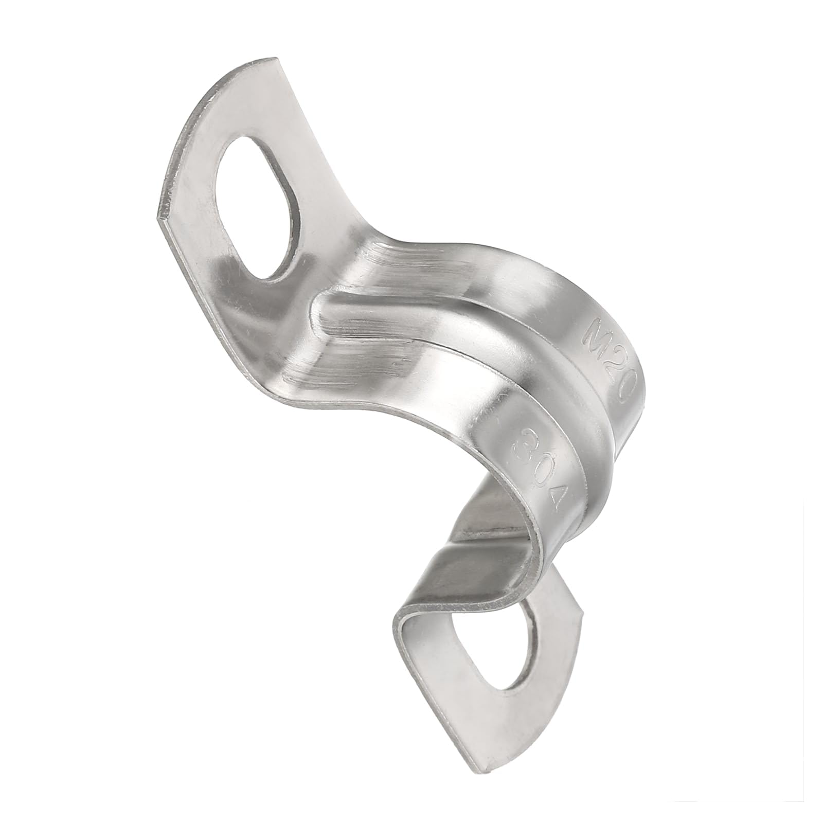 TOP-VIGOR 4Pcs 20mm(0.8") Rigid Pipe Strap, 2 Holes Tube Straps 304 Stainless Steel Tension Tube Clamp for Fixing Tube Pipe Wire