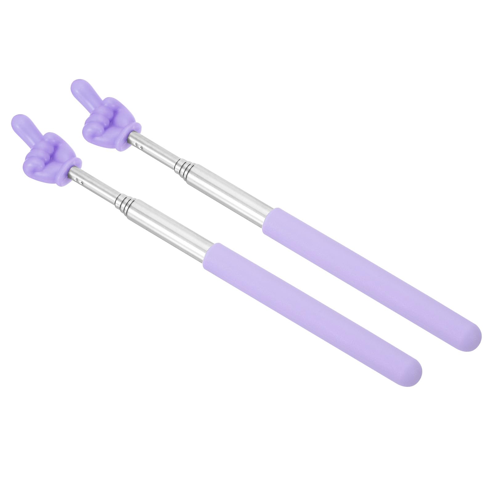 PATIKIL Telescopic Teachers Pointer Stick, 2 Pcs Classroom WhiteBoard Teacher Hand Finger Mini Pointer for Presentation Speaker Guide Coach, Purple Style 1