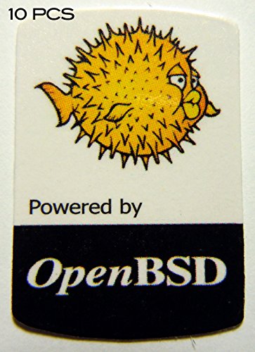 10 pieces of Powered by OpenBSD Sticker (Linux) 19 x 28mm [408x10]