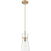 Innovations Nicole – 1 Light 8" Cord Hung Pendant – Brushed Brass Finish – Clear Shade