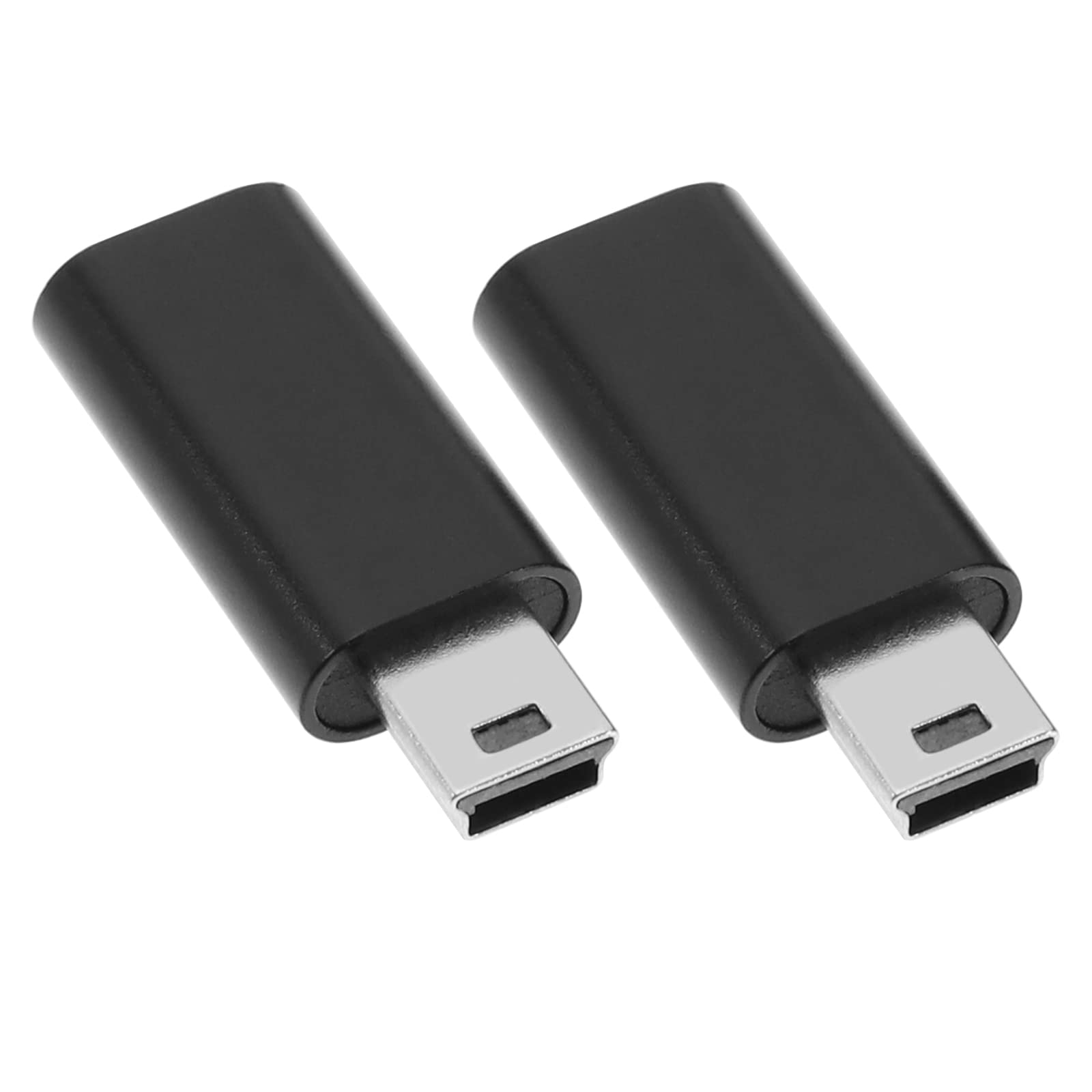 ECSiNG 2Pcs USB C-type C-bus to Mini USB Male Converters Replacement USB C to Mini USB Adapter Accessories for Laptops Tablets Navigation Black