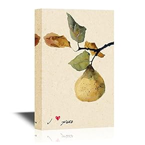 Canvas Wall Art - Vintage Style Painting with Pear - Gallery Wrap Modern Home Art | Ready to Hang - 12x18 inches