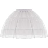 Kumeng Women Girls Crinoline Petticoat 2 Hoops Skirt Chiffon Ball Gown Short Half Slip Underskirt for Lolita Cosplay