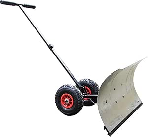 YXwa Palas quitanieves Pala de Nieve, Pala de Nieve Manual con 2 Ruedas