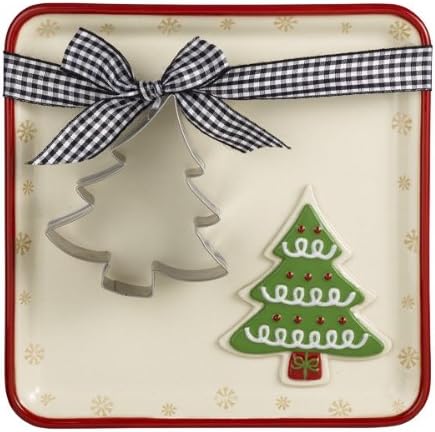 Grasslands Road SnoCountry Cookie Plate with Cookie Cutter - Choice of 2 Styles, tree