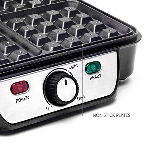 Andrew James Waffle Maker 4 Slice Belgian Style Electric Machine with NonStick Plates Easy to