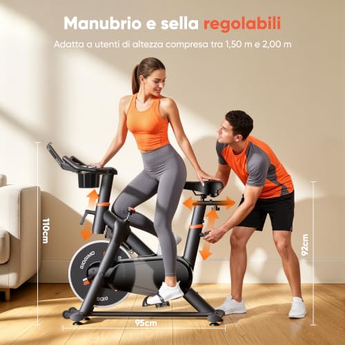 GIDGIMO 2026 Home Exercise Bike with Adjustable Magnetic Resistance 100 Levels, Silent Spinning Bike with LCD Screen, Breathable Seat, Heart Rate Sensor, Maximum Capacity 150 kg