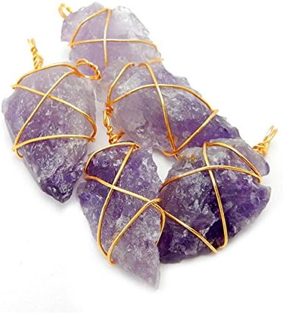 10 (TEN) Amethyst Arrowhead Pendant Wire Wrapped Gold Plated Arrow Head Charm RP Exclusive COA AM10B5