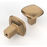 Asidrama 10 Pack Champagne Bronze Kitchen Cabinet Knobs | Heavy-Duty Solid Zinc,Square, 2 Screw Sizes,Single Hole Knob, Cupboards, Drawers, Dressers, Furniture, Hardware