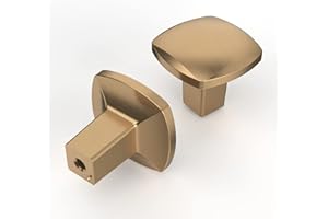 Asidrama 10 Pack Champagne Bronze Kitchen Cabinet Knobs Square Dresser Knobs Brushed Brass Drawer Knobs Gold Cabinet Hardware