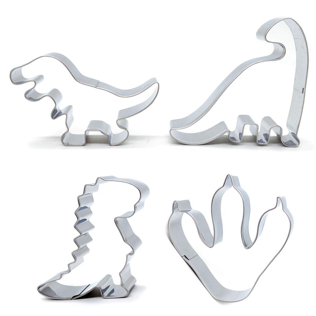 Dinosaur Sandwich Cutters Set for Kids,4pcs Dinosaur Cookie Sandwich Cutters, Stainless Steel Dinosaur Shaped Sandwich Cutter for Children