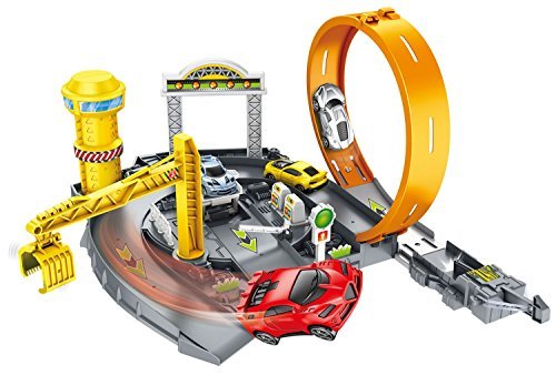Assembling Rail Cars, SIMREX Parking Garage Playset Assembling Racing Tracks Toys Models Vehicle Playsets for Kids