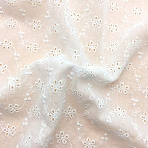 生地布綿100 白い綿布生地刺繍透かしレースおしゃれハンドメイド材料衣装ドレス