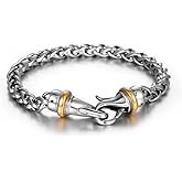 ULLMYYL Masculine Titanium Bracelet for Men - Stainless Steel Rope Chain with Gold-Plated Hook Clasp, Minimalist Punk Hip Hop Wristband, 22.5cm (8.86in)