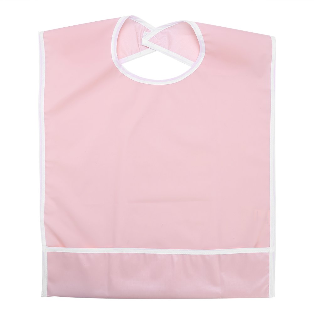 Adult PVC Bibs - Waterproof Mealtime Bib Elder Disability Aid Washable Dining Reusable Bibs Clothes Clothing Protector Disability Aprons for Older Adult 19.69 x 31.50inch (pink)