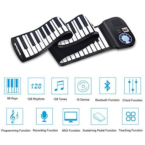 Foldable Portable Keyboard Piano, Safeplus 61 Keys Electric Roll Up