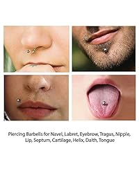BodyJ4You - Juego de piercings profesionales de 10   20 piezas, BCR CBR, labial, nariz, labio, labio, nariz, 0.49 oz, acero