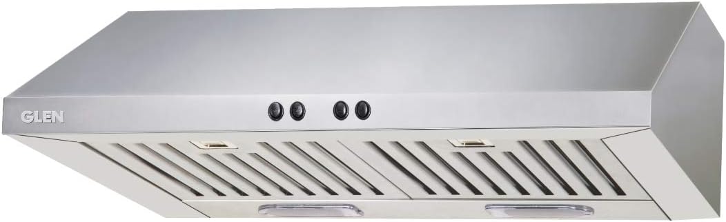 Glen 60 cm 1000 m3/hr Straight Line Chimney Baffle Filters Push buttons (6002DX SS, Silver)