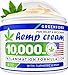 Pain Relief Hemp Cream 10,000mg | 4oz - Hemp Extract Cream for Inflammation & Sore Muscles - Natural Joint, Arthritis & Back Pain Support - Made in USA - Arnica, MSM, Turmeric - Best for Skin Health