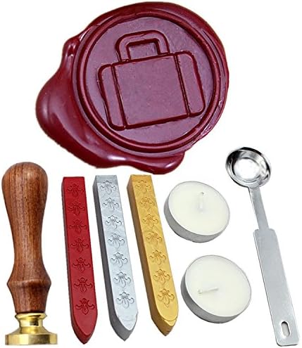 FQL Suitcase Vintage Rosewood Wax Seal Stamp Set With Gold Red Silver Sticks