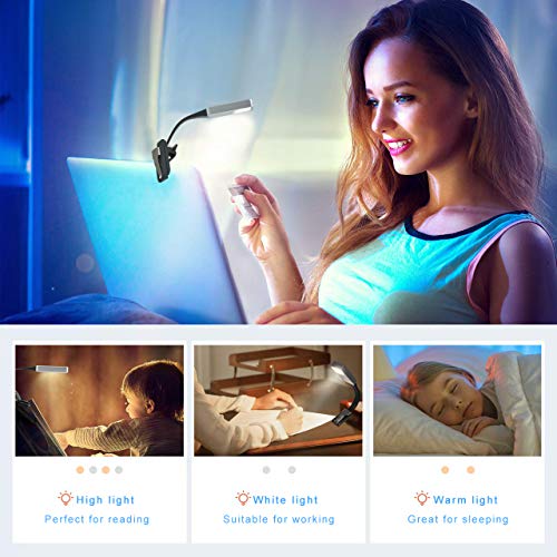 LED Reading Light,Clip on Book Light for Reading in Bed,Soft Light Eye-Care USB Rechargeable Reading Lamp,3-Level Brightness Flexible Bookmark Light for Book, Kids, Bookworms,Readers