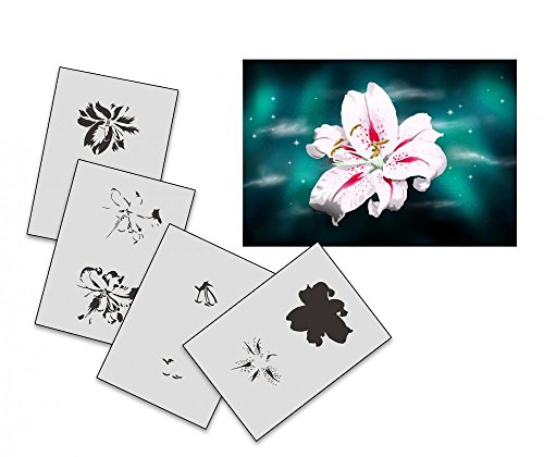 AS-177 Lilie Step by Step Airbrushschablone Size M