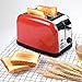 COSSCCI Red Toaster 2 Slice Stainless Steel Toaster with Wide Slots,Removable Crumb Tray,High Lift Lever, Reheat Defrost and 7 Shade Setting