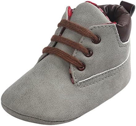 Leoy88 Baby Boy's Sneaker Shoes Lace Up Snow Boots (6~12Months, Gray)