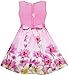 HN24 Girls Dress Sunflower Bubble Lily Flower Garden Print Size 7,Pink,