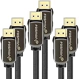HDMI Cable 6ft (3 Pack) Fosmon CL3 Rated (In-Wall Installation) 4K Latest Standard 2.0 UL Listed Supports 2160P 3D 18Gbps Arc HDR UHD 1080P, Nylon Braided with 24K Gold Plated Connectors