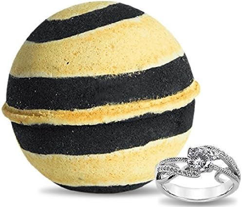 Luxury Fizzy Bath Bomb - Queen Bee with Surprise Mystery Ring Gift Box by Scented Treasures, Size 8