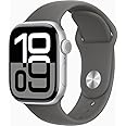 Apple Watch Series 10 [GPS + Cellular, 46mm] - Silver Aluminum Case with Stone Gray Sport Band, S/M (Renewed)